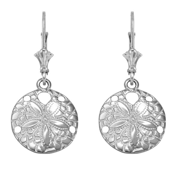 925 Sterling Silver Sand Dollar Drop/Dangle Leverback Earrings