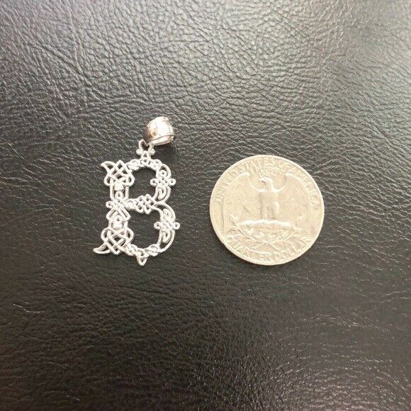 Sterling Silver CZ Celtic Knot Pattern Initial Letter C Pendant Charm Necklace