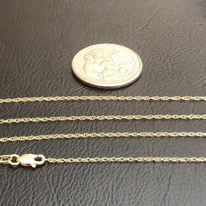 14 k Solid Yellow Gold 1.2 mm Rope Chain Necklace -Adjustable 16"-18" Lobster