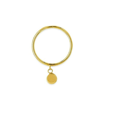 14K Solid Gold Dangle 3D Disk/disc Dainty Ring - Yellow Size 6, 7, 8 Minimalist