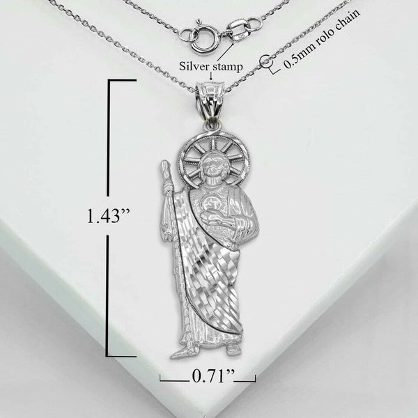 Sterling Silver St. Saint Jude Pendant Necklace (Mini, Small, Medium, Large)