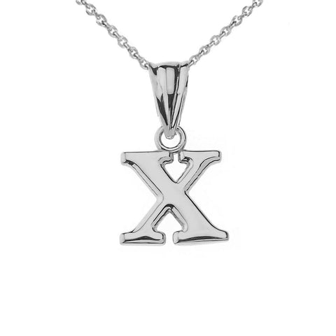 925 Sterling Silver Mini Small Initial Letter X Pendant Necklace 16" 18" 20" 22"