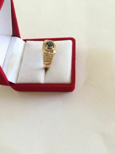 NWOT 14K Yellow gold Sapphire and diamonds Ring Size 7 Unisex