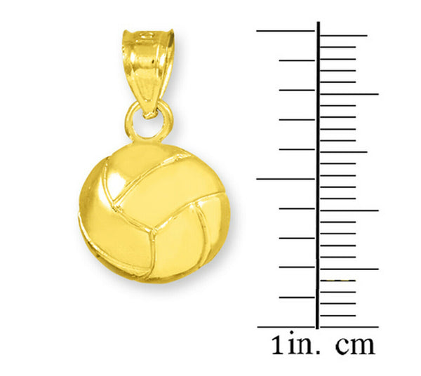14k Yellow Gold Beach Volleyball Summer Sport Charm Pendant Necklace