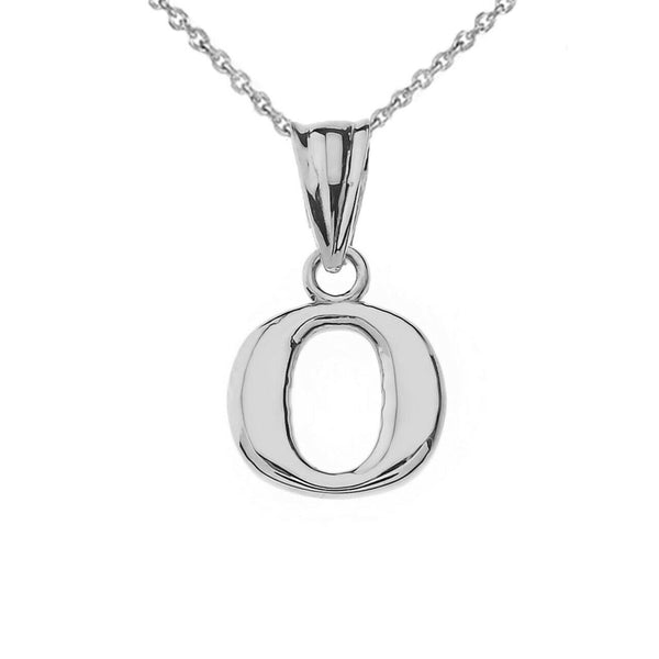 925 Sterling Silver Mini Small Initial Letter O Pendant Necklace 16" 18" 20" 22"