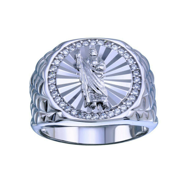 925 Sterling Silver Saint St. Saint Jude CZ Mens Ring size 9, 10, 11, 12