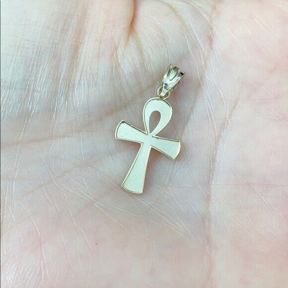 14k Yellow Gold Ancient Egyptian Ankh Cross Eternal Life Pendant Necklace