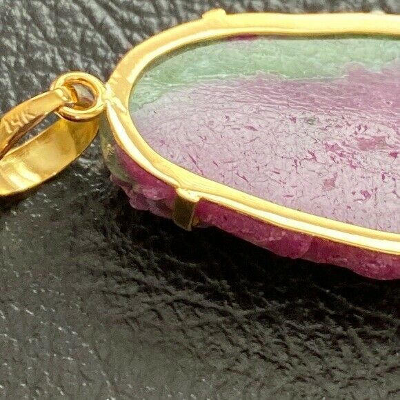 14K Real Solid Gold Natural Ruby Carved Jesus Christ Head Pendant Charm