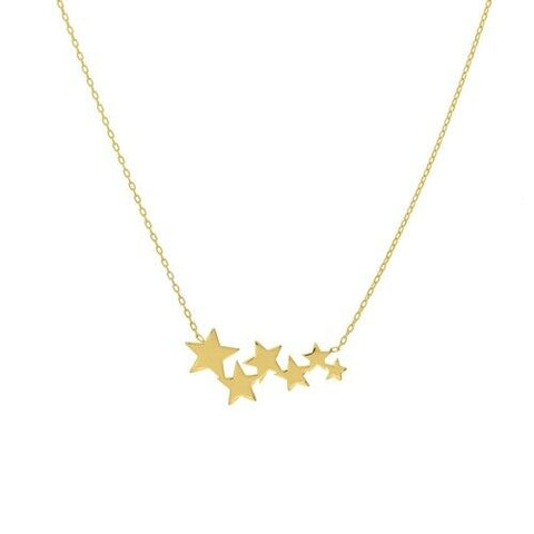 14K Solid Yellow Gold Star Burst Center Necklace 16"-18" adjustable
