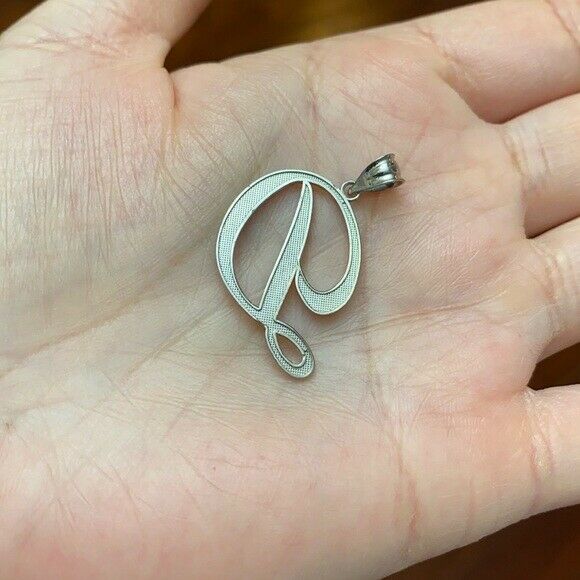 925 Sterling Silver Cursive Initial Letter D Pendant Necklace
