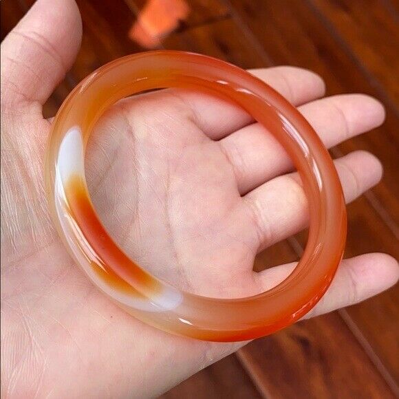 Orange Yellow Red Natural Agate Bangle Inner Diameter 61 mm - Round Shape MN14
