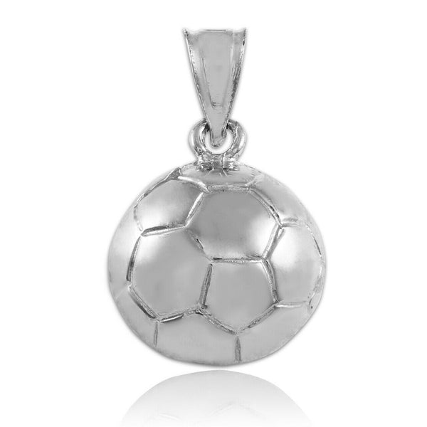 925 Sterling Silver Football Soccer Ball Sports Pendant Necklace