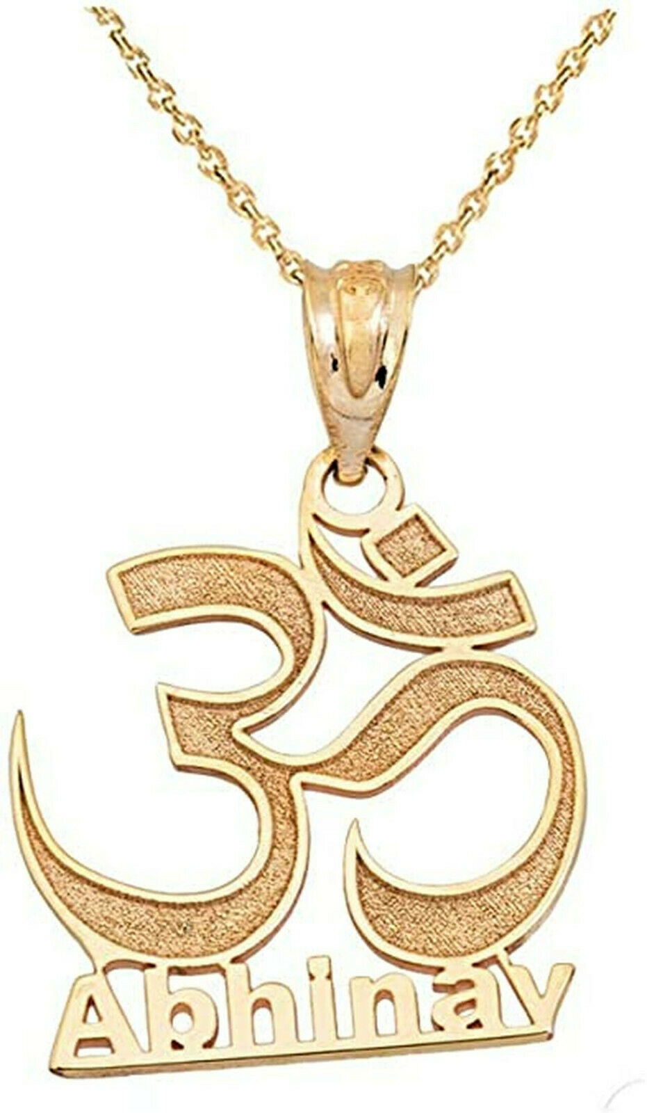 Personalized Name 10k 14k Gold Hindu Meditation Yoga Om Aum Pendant Necklace