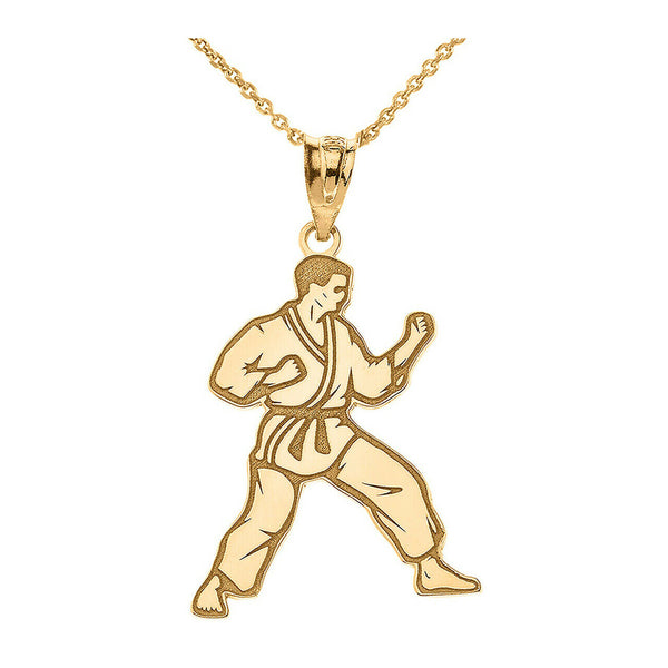 Personalized Name 10k 14k Solid Gold Karate Martial Arts Pendant Necklace