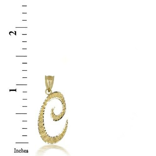 10k Solid Yellow Gold Cursive Initial Letter C Pendant Necklace