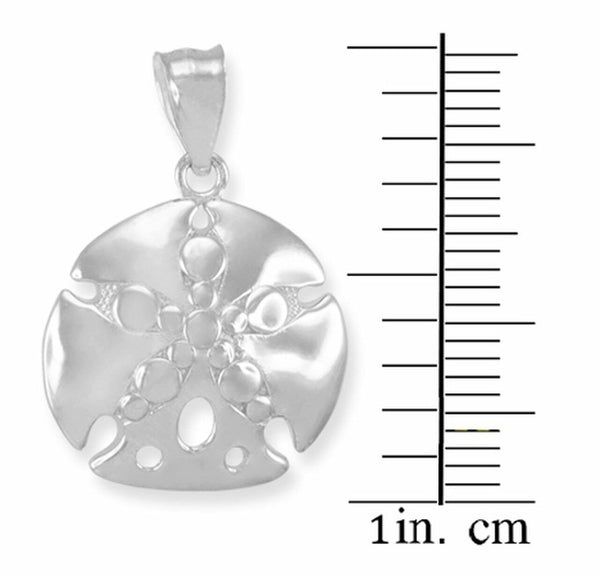 925 Sterling Silver Textured Sand Dollar Pendant Necklace