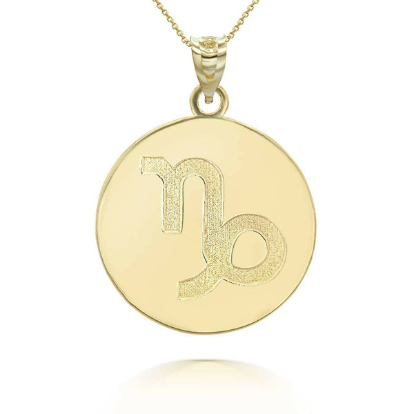 Personalized Name 10k 14k Solid Gold Zodiac Sign Capricorn Pendant Necklace