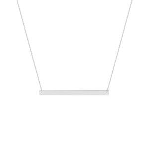 .925 Sterling Silver Thin Bar Plate Geometric Necklace - White Gold Plated
