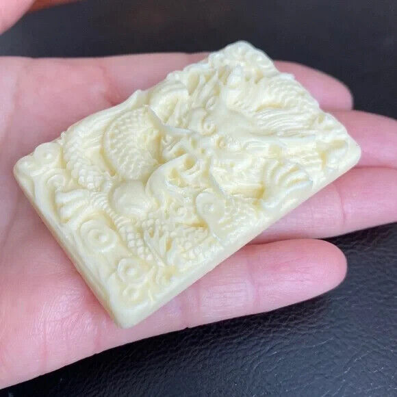 Carved Dragon Large Men Pendant Carving Rectangle Strength Power