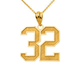 Personalized Name 10k 14k Solid Gold Jersey Luck Number Pendant Necklace