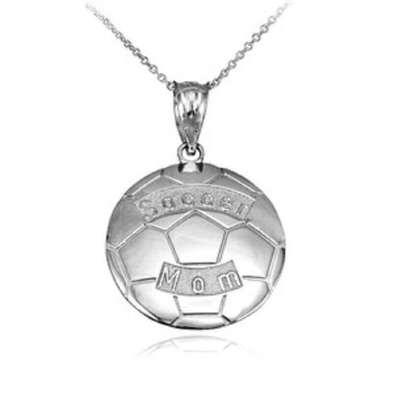 925 Fine Sterling Silver Soccer Mom Soccer Ball Sports Pendant Necklace Made USA