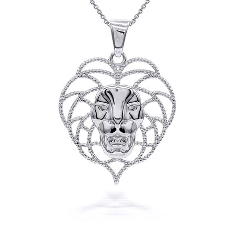 925 Sterling Silver Wild Beaded Lion Pendant Necklace