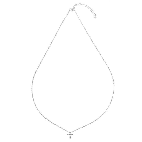 NWT Sterling Silver 925 Rhodium Plated Small Cross with CZ Necklace