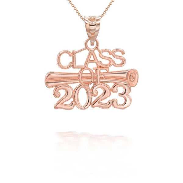 10K Solid Gold Class of 2023 Graduation Diploma Pendant Necklace