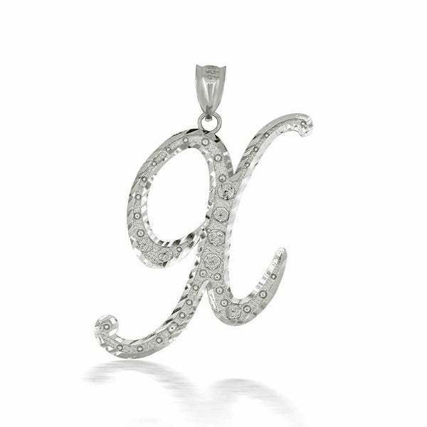 925 Sterling Silver Cursive Initial Letter X Pendant Necklace