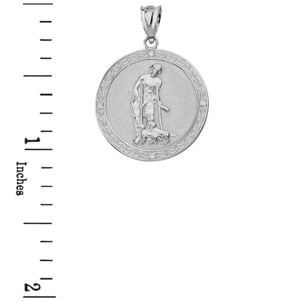 Sterling Silver St. Saint Lazarus Engravable Medallion Pendant Necklace S L Oval
