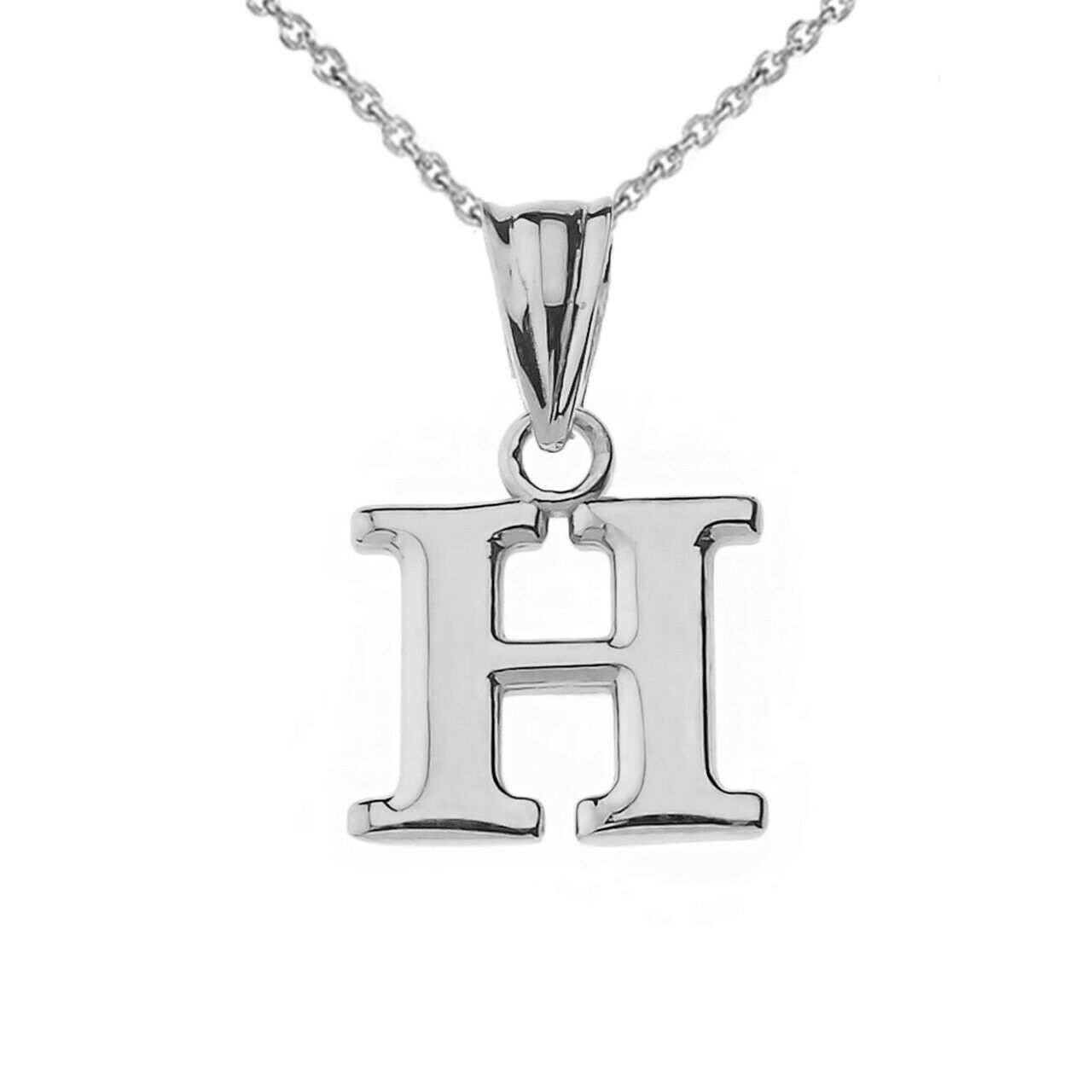 925 Sterling Silver Mini Small Initial Letter H Pendant Necklace 16" 18" 20" 22"