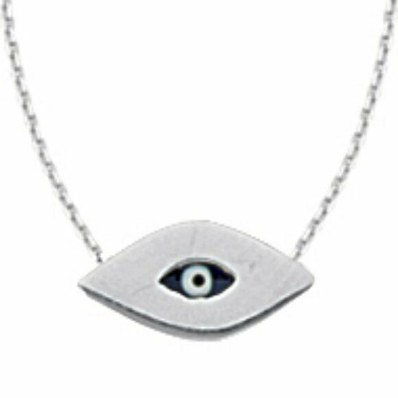 14K Solid Gold Mini Evil Eye Cable Necklace (Yellow, White, Rose) Minimalist