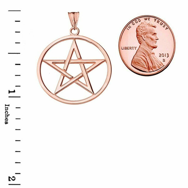 Solid 10k Rose Gold Pentagram Friendship Pendant Necklace 16" 18" 20" 22"