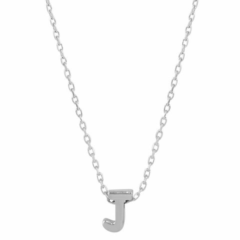 .925 Sterling Silver Mini Small Initial Letter J Dainty Necklace