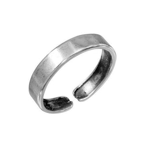 Fin Sterling Silver 925 Simple Plain Rounded Adjustable Toe Ring / Finger Ring