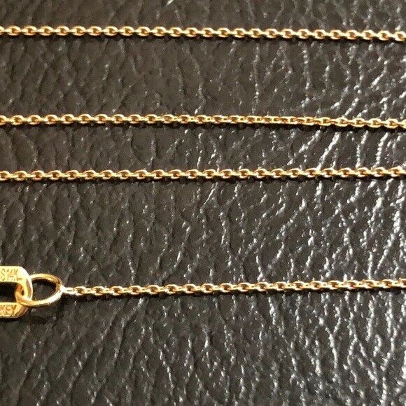 14 k Solid Yellow Gold 0.7 mm Cable Thin Chain Necklace - Adjustable 16"-18"