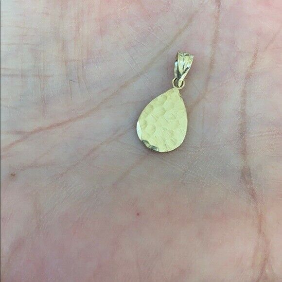 Solid Yellow Gold 10K Hammered Teardrop Pendant Necklace 16" 18" 20" 22"