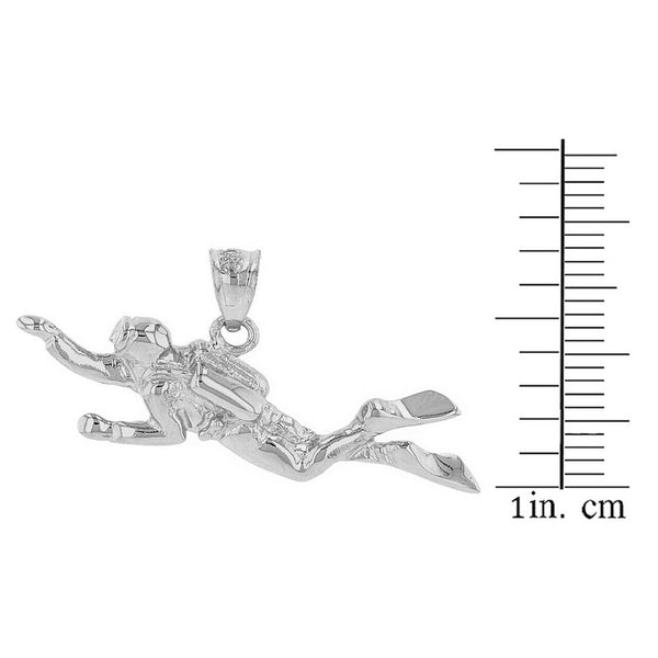 925 Sterling Silver Ocean Scuba Diver Underwater Exploration Pendant Necklace