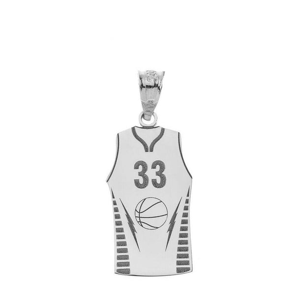 Personalized Name Number Silver Basketball Jersey Player Shirt Pendant Necklace