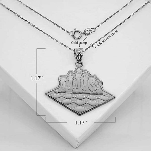 Personalized Name Silver Engraved Chess Board Game Pendant Necklace