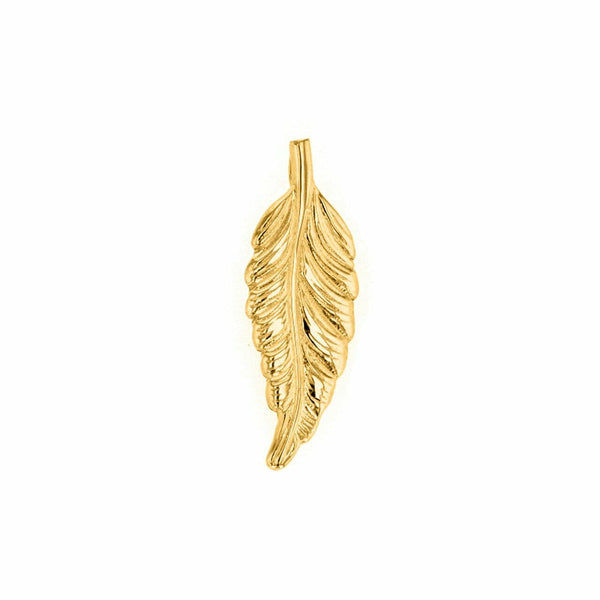 10k Yellow Gold Solid Bohemia Boho Feather Pendant Necklace