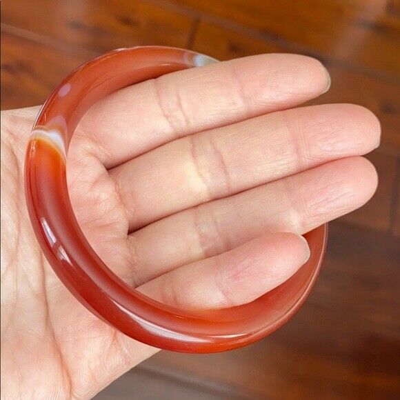 NEW Orange Red White Agate Bangle Inner Diameter 58 mm - Round Shape