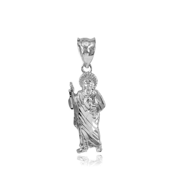 10k Solid Gold St. Saint Jude Pendant Necklace (Yellow, Rose, White)