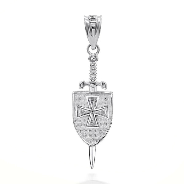 925 Sterling Silver Saint Michael Sword and Shield Charm Pendant Necklace