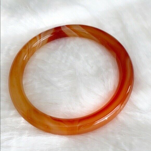 NEW Orange Red White Agate Bangle Inner Diameter 59 mm - Round Shape
