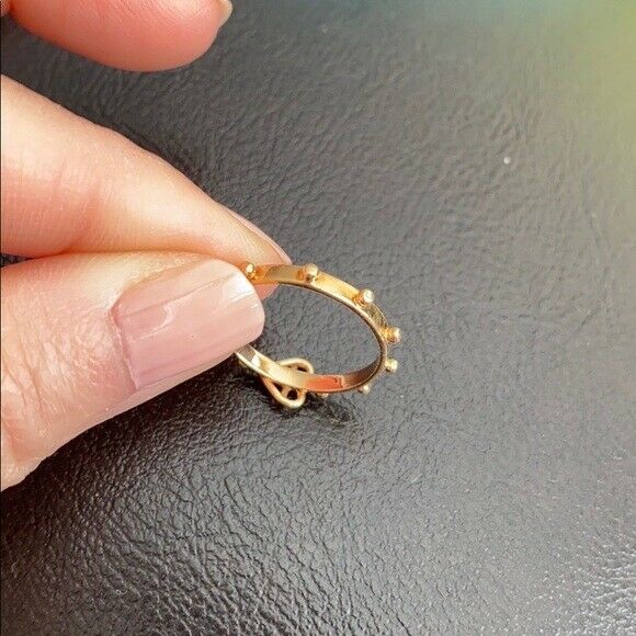 14K Solid Yellow Gold Cross Heart Ring Size 5.5