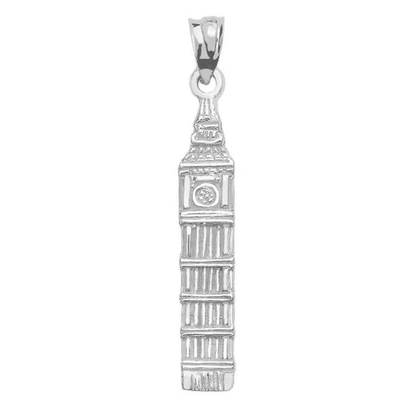 925 Sterling Silver London's Big Ben Clock Tower Pendant Necklace