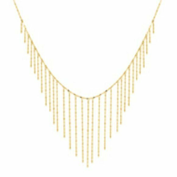 14K Solid Yellow Gold Graduate Hammered Forzentina Necklace 18"