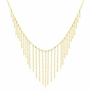 14K Solid Yellow Gold Graduate Hammered Forzentina Necklace 18"
