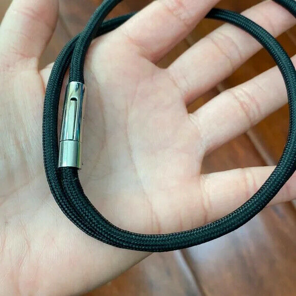 Black Leather Cord Chain Wire Stainless Steel Clasp Necklace 16,18,20,22" in 5mm
